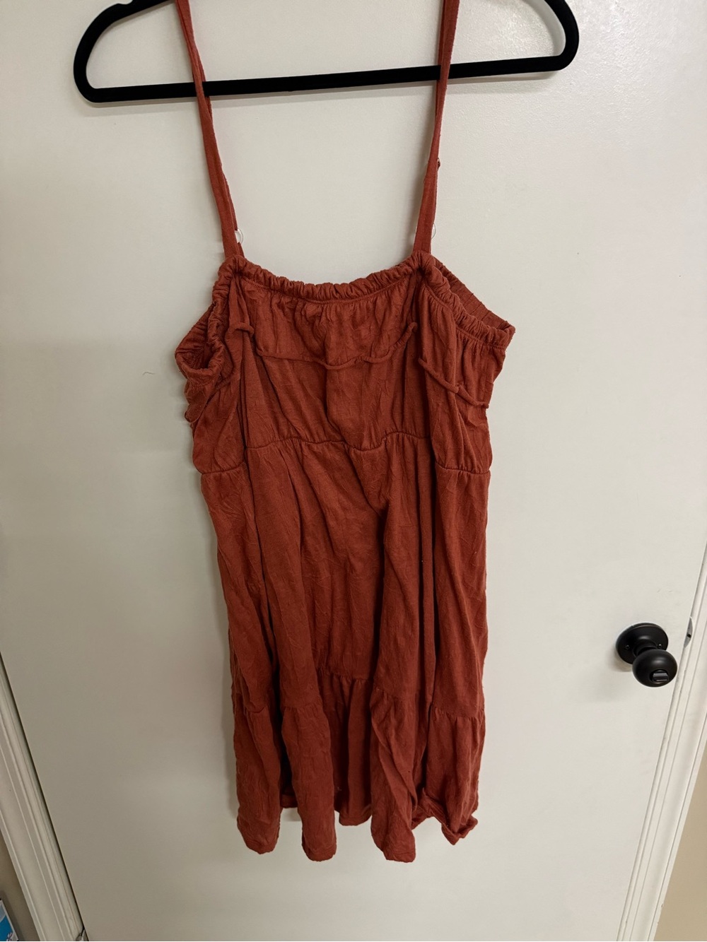 Rust Red Spaghetti-Strap Summer Dress